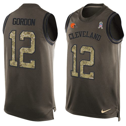 Nike Browns #12 Josh Gordon Green Men's Stitched NFL Limited Salute To Service Tank Top Jersey